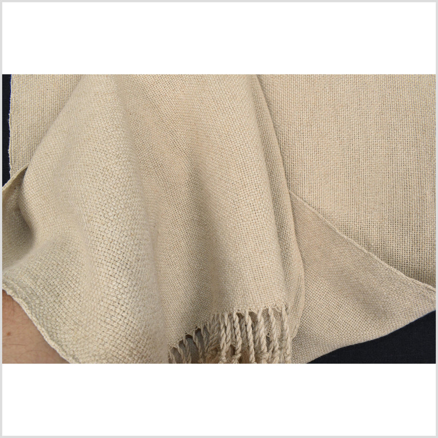 Unbleached 100% hemp neutral, natural, beige scarf, runner, fabric. Soft, silky, and pliable, it has been washed and perfumed MM47