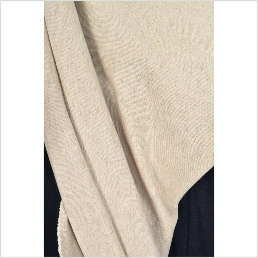 Unbleached beige neutral medium weight linen/hemp/cotton fabric, corduroy ribbing, sold by the yard PHA50