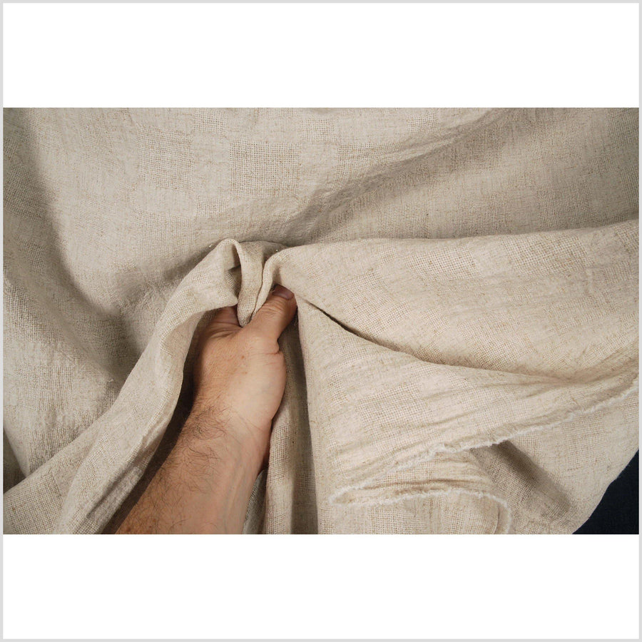 Unbleached cotton, linen, ramie neutral color fabric, beige cream pattern fabric, per yard PHA14