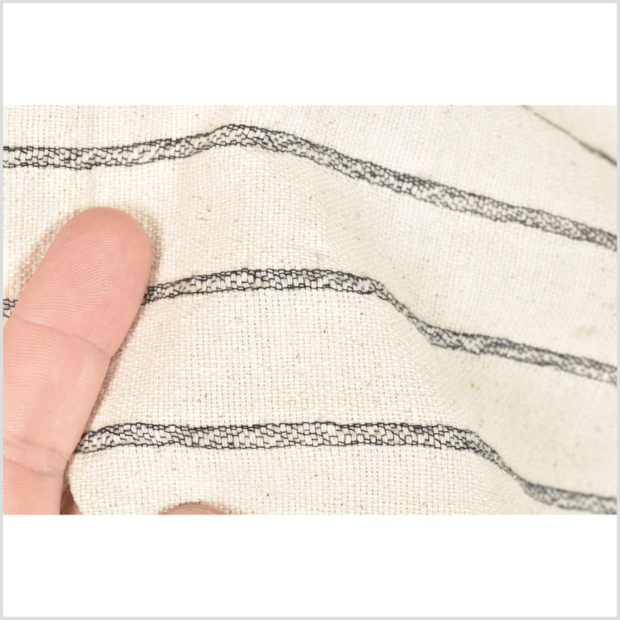 Unbleached cotton stripe fabric, sturdy strong off-white, cream