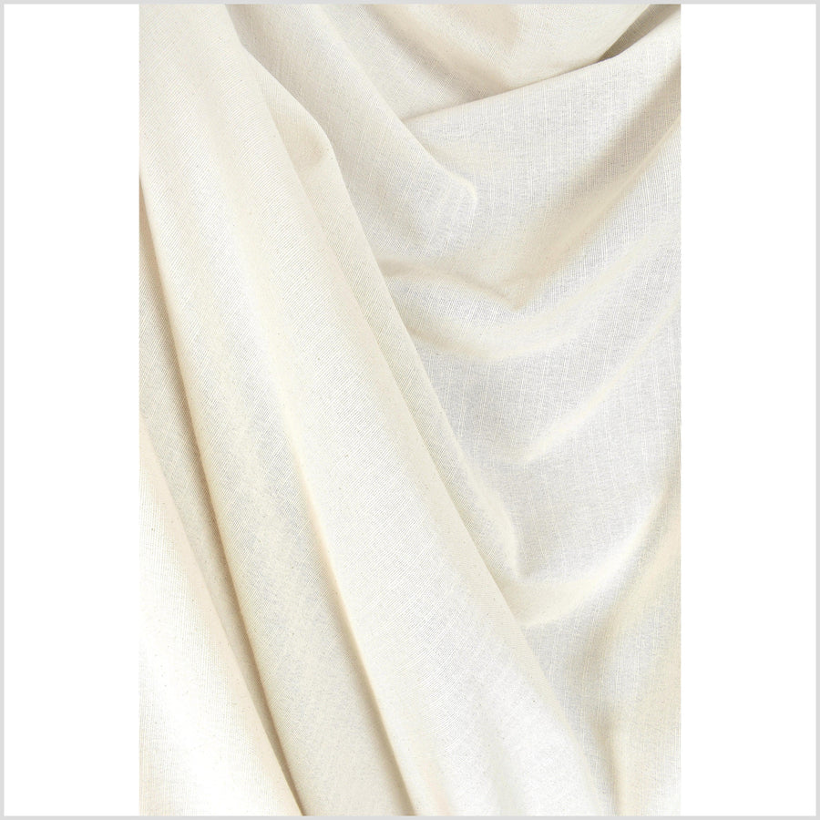 Unbleached cotton stripe fabric, sturdy strong off-white, cream color, vertical subtle striping, Thailand craft, fabric by yard PHA272