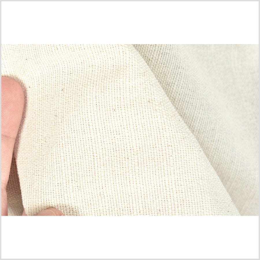 Unbleached cotton stripe fabric, sturdy strong off-white, cream color, vertical subtle striping, Thailand craft, fabric by yard PHA272