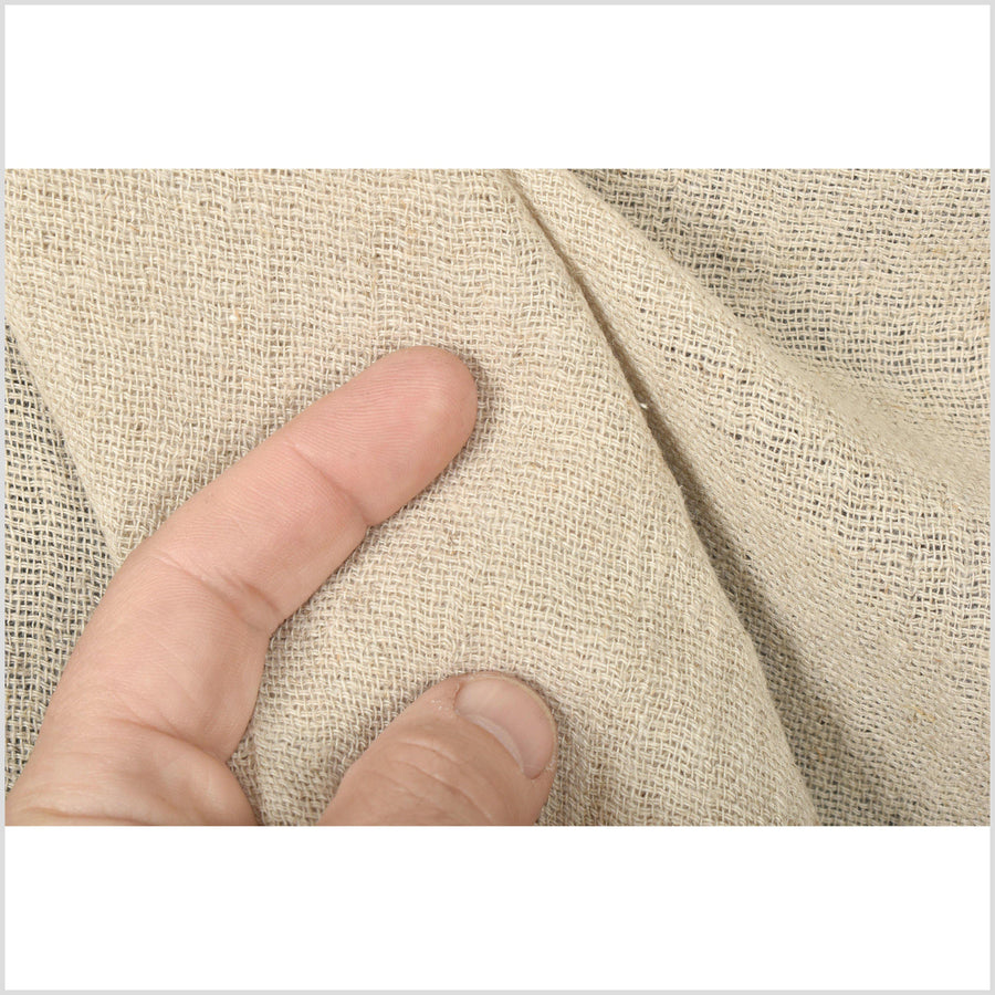 Unbleached neutral beige linen cotton fabric, 2-ply and gauzy lightweight by the yard PHA128