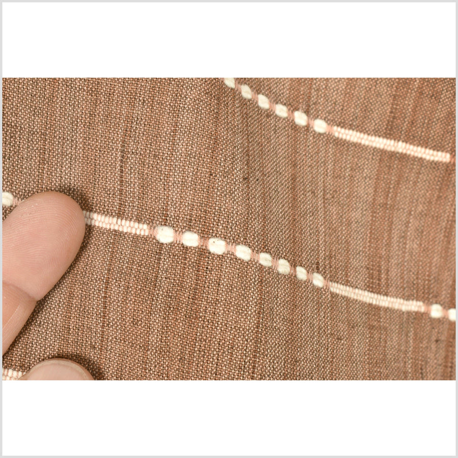 Rust Color Cloth Variegated rust color, handwoven cotton fabric with woven off-white st ...