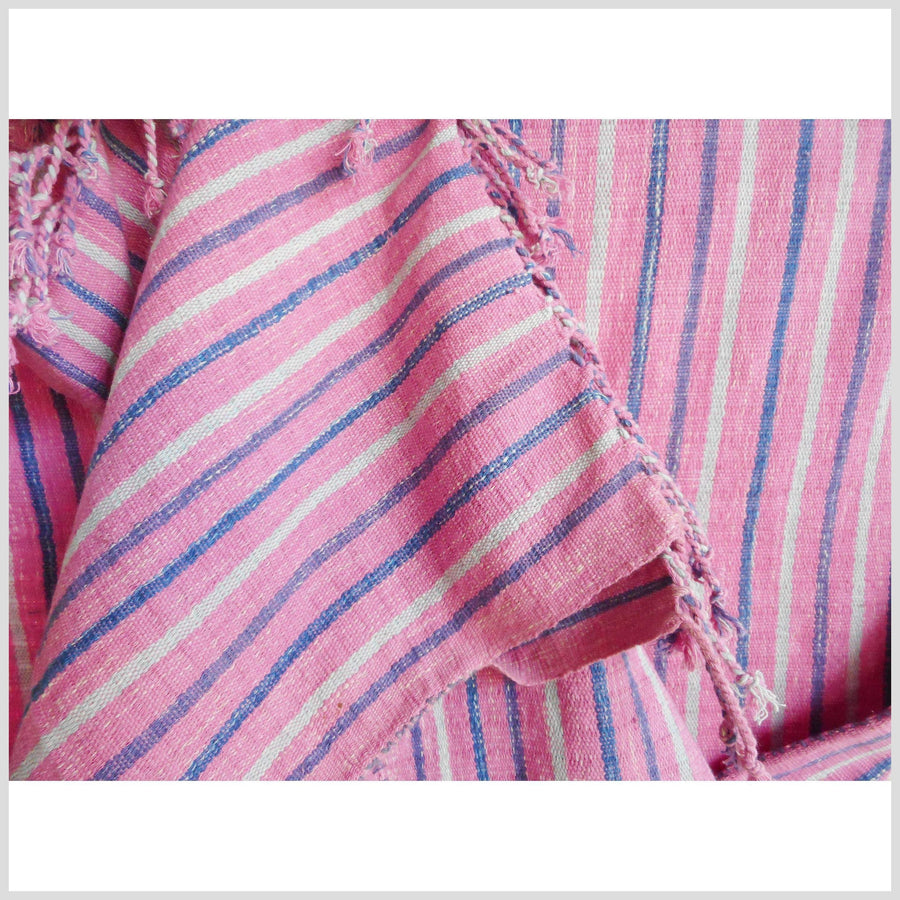 Vegetable dye natural color cloth striped cotton ethnic handwoven tapestry white pink gray tribal fabric ethnic clothing boho tunic 31 CR57