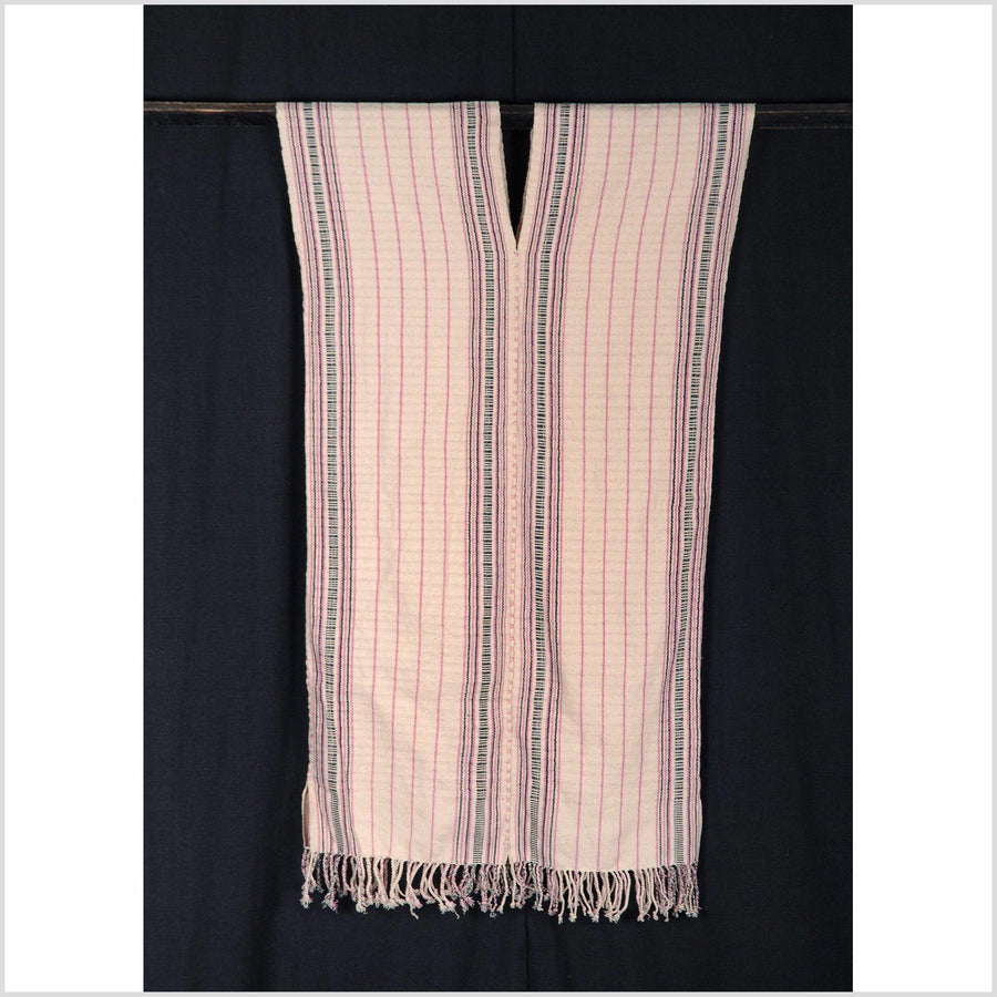 Vegetable dye natural color stripe cotton cloth ethnic handwoven tapestry beige black pink runner tribal fabric ethnic boho tunic 35AF59