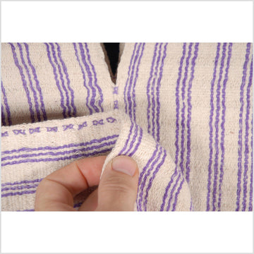 Vegetable dye natural color stripe cotton cloth ethnic handwoven tapestry white beige purple runner tribal fabric ethnic boho tunic 35AF62