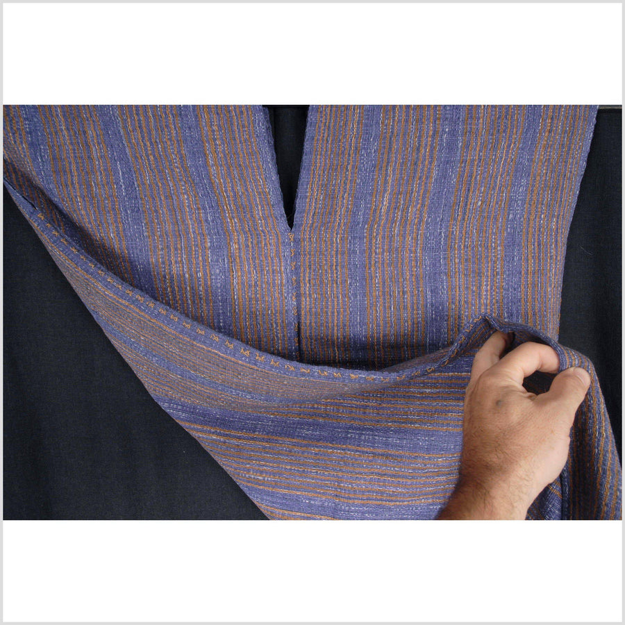 Vegetable dye natural color stripe shirt cotton cloth ethnic handwoven tapestry brown purple tunic tribal fabric ethnic clothing boho 29 WE2