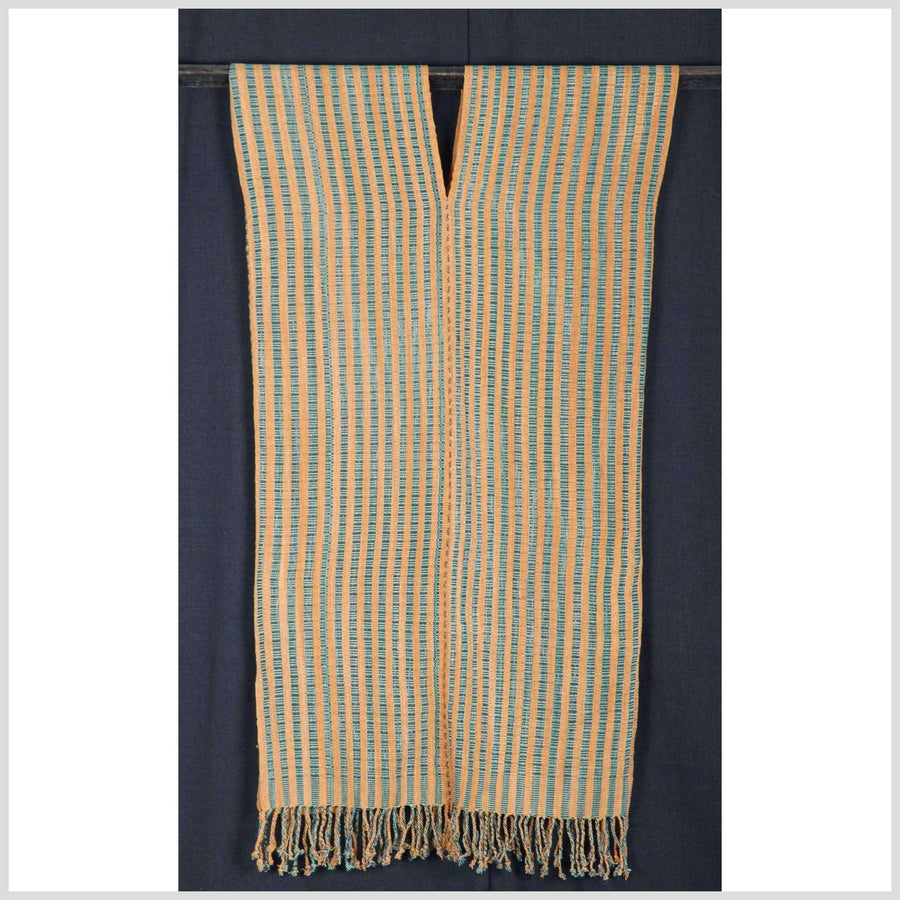 Vegetable dye natural color stripe shirt cotton cloth ethnic handwoven tapestry yellow green gray tribal fabric ethnic clothes boho 29 WE7