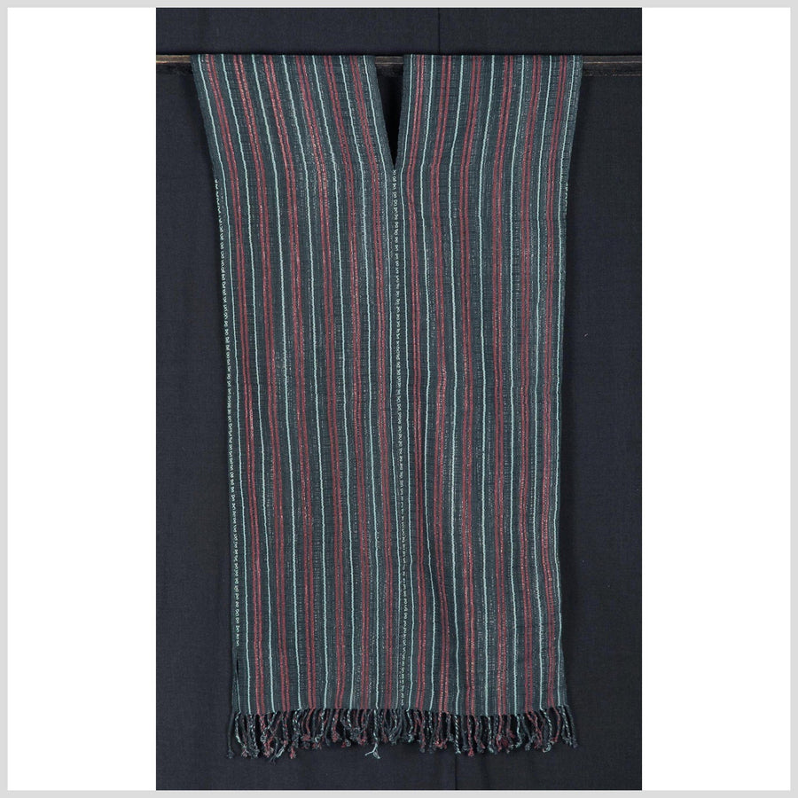 Vegetable dye natural color striped cotton cloth ethnic handwoven black red green runner tribal fabric ethnic decor clothing boho tunic AS56
