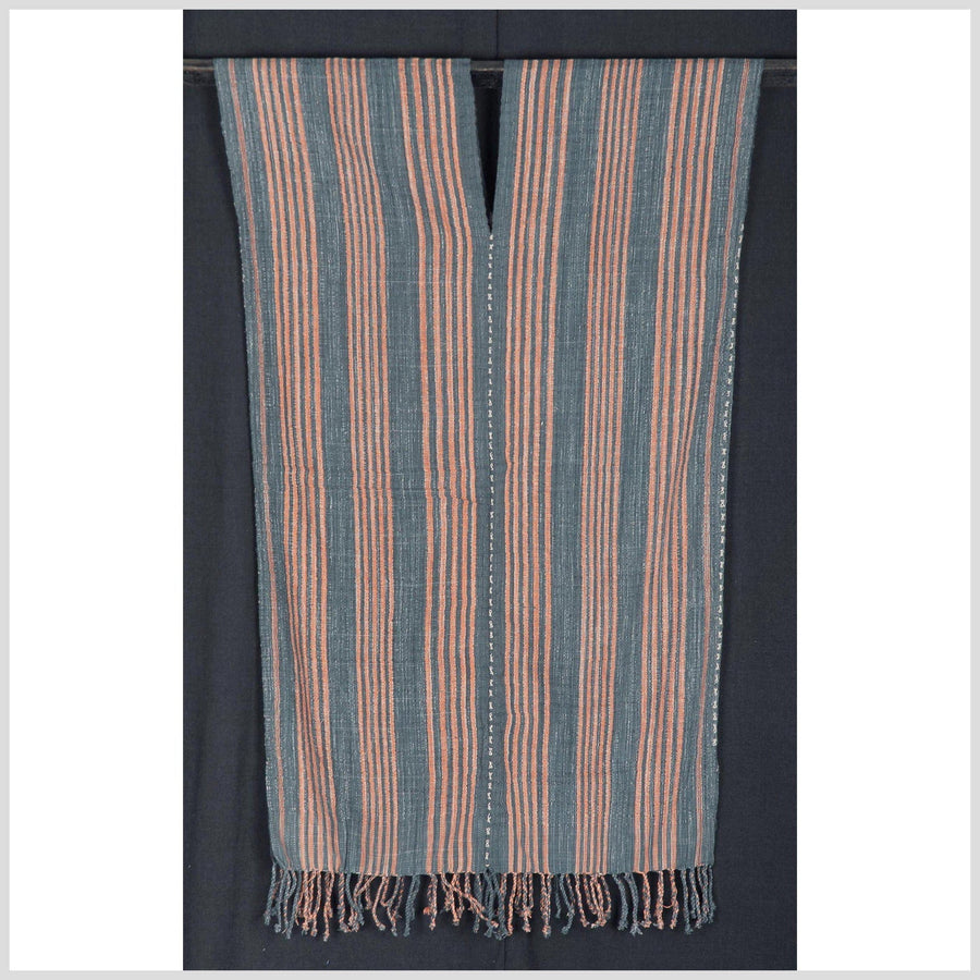 Vegetable dye natural color striped cotton cloth ethnic handwoven gray orange runner tribal fabric ethnic decor clothing boho tunic AS34