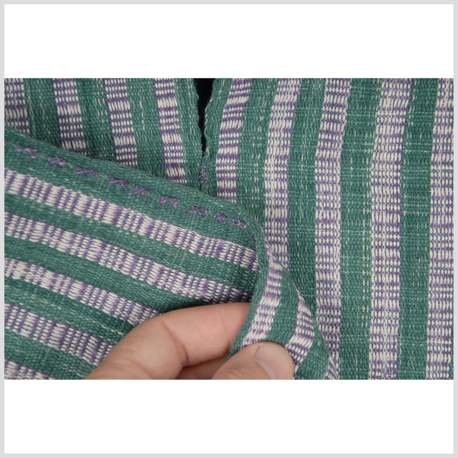 Vegetable dye natural color striped cotton cloth ethnic handwoven green purple white tribal fabric ethnic decor clothing boho tunic AS55