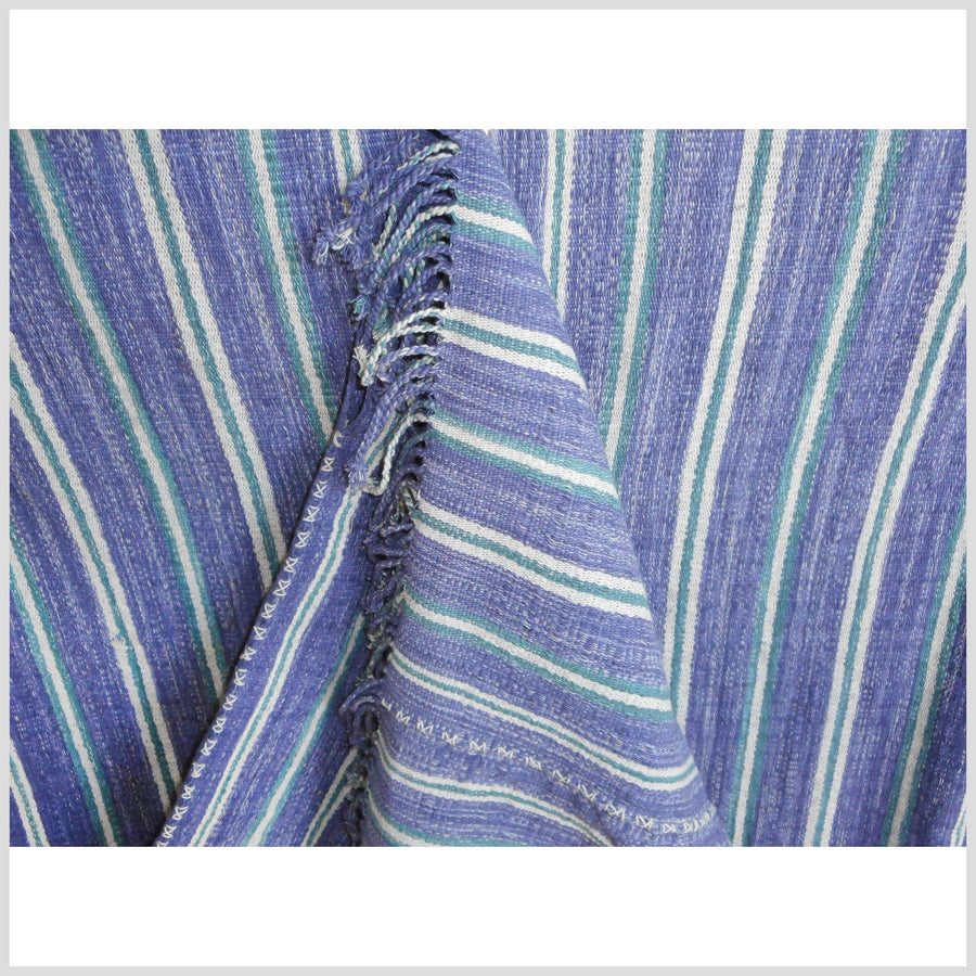 Vegetable dye natural color striped cotton cloth ethnic handwoven tapestry purple white runner tribal fabric ethnic clothing boho 31 CR59