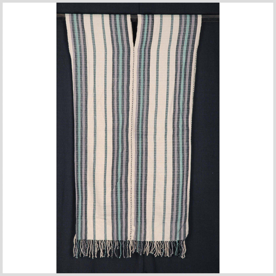 Vegetable dye natural color striped cotton cloth ethnic handwoven white purple black run tribal fabric ethnic decor clothing boho tunic AS52