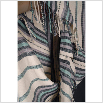 Vegetable dye natural color striped cotton cloth ethnic handwoven white purple black run tribal fabric ethnic decor clothing boho tunic AS52