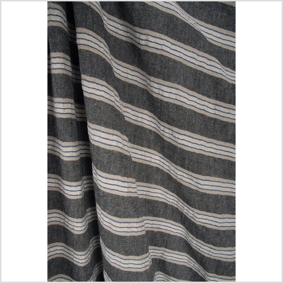 Vegetable dye natural color striped neutral hemp cotton linen cloth ethnic black white beige blue fabric ethnic material tribal decor PHA20