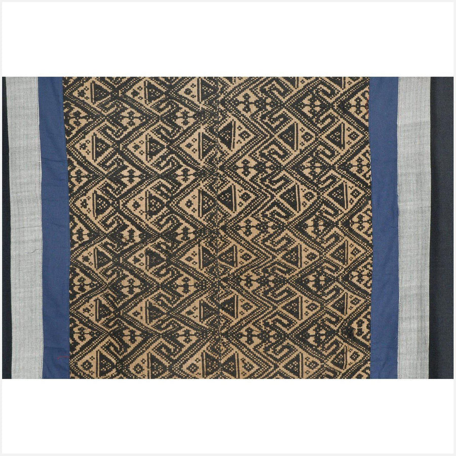 Vintage tribal tapestry, Laos ethnic textile TaiYai tribal cotton blanket Pha Hom Southeast Asia indigo/sepia baby carrier 4 TE10
