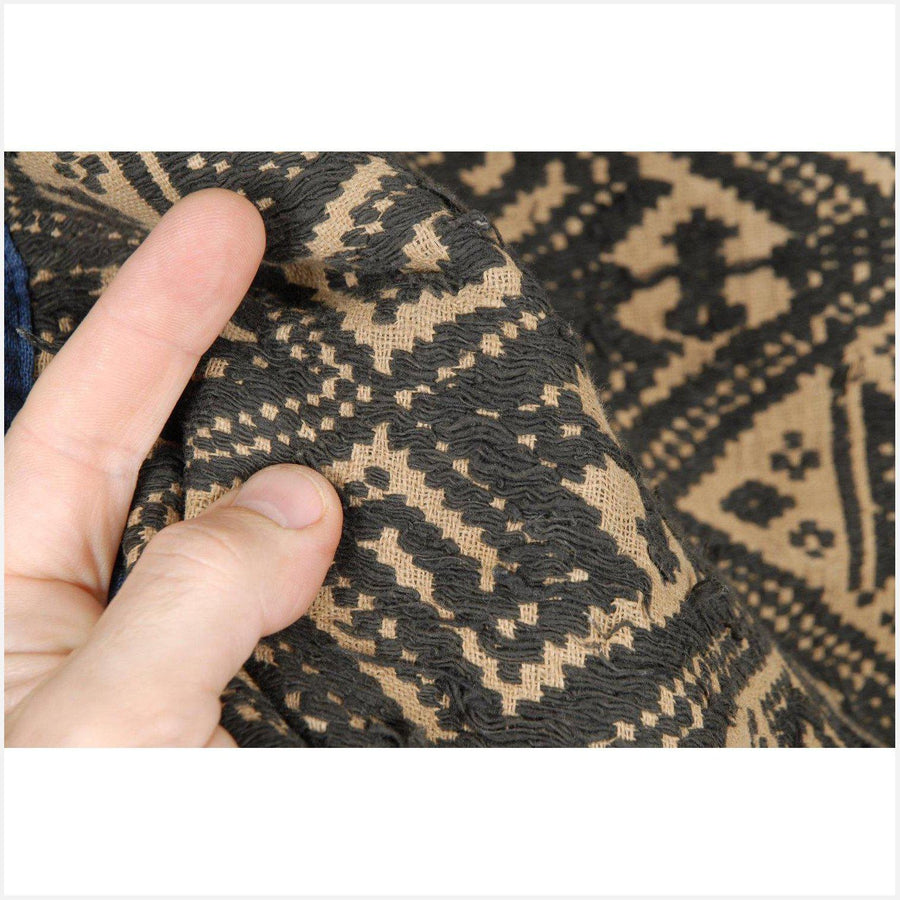Vintage tribal tapestry, Laos ethnic textile TaiYai tribal cotton blanket Pha Hom Southeast Asia indigo/sepia baby carrier 4 TE10