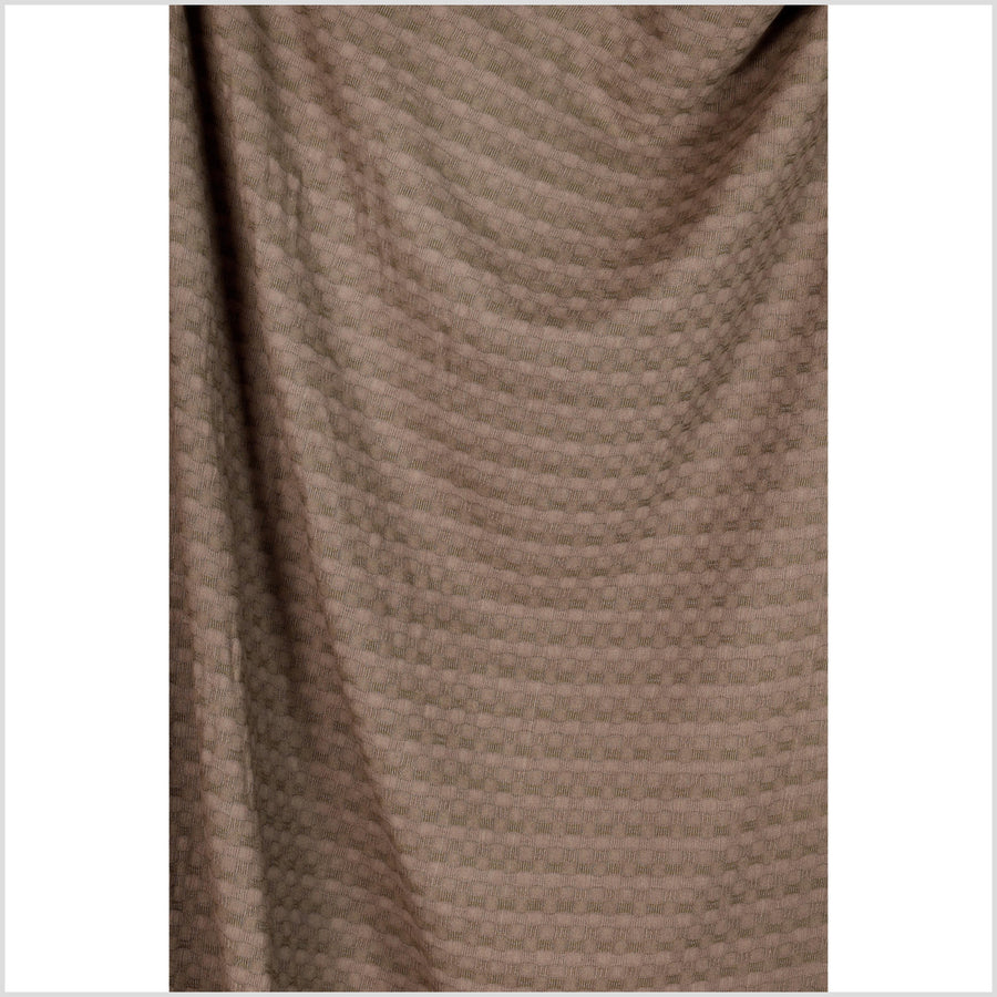 Warm earth tone brown, two-tone cotton crepe fabric, circle and stripe woven pattern, custom dyed Thailand craft sold per yard PHA260