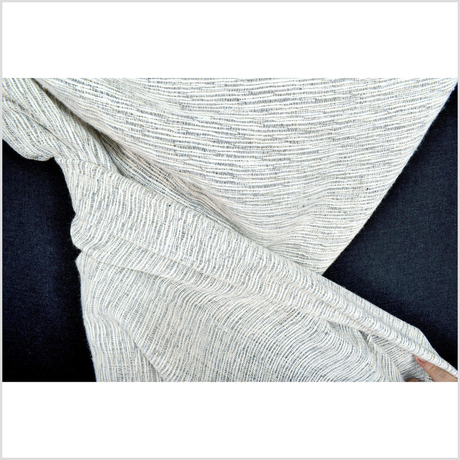 White and gray melange cotton fabric by the yard, gauzy, medium weight, semi-transparent PHA153
