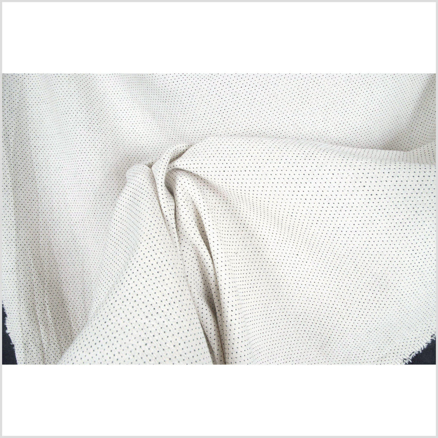 White with black polka dot or dashes lightweight plain weave cotton fabric, per yard PHA31