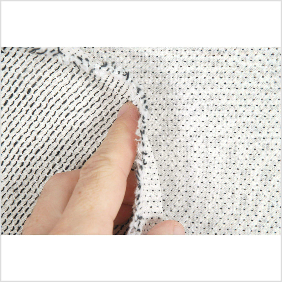 White with black polka dot or dashes lightweight plain weave cotton fabric, per yard PHA31