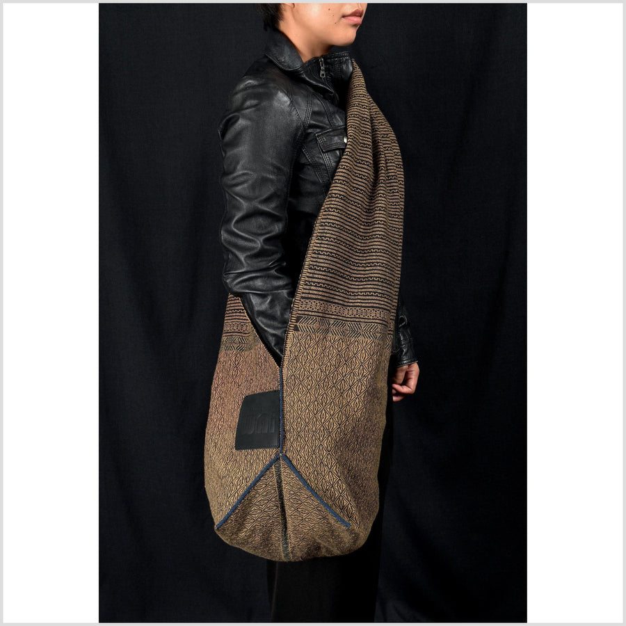 Handwoven tribal cotton shoulder bag, ethnic crossbody tote, handsewn Kachin tribe purse, minority textile Ghost Home 1