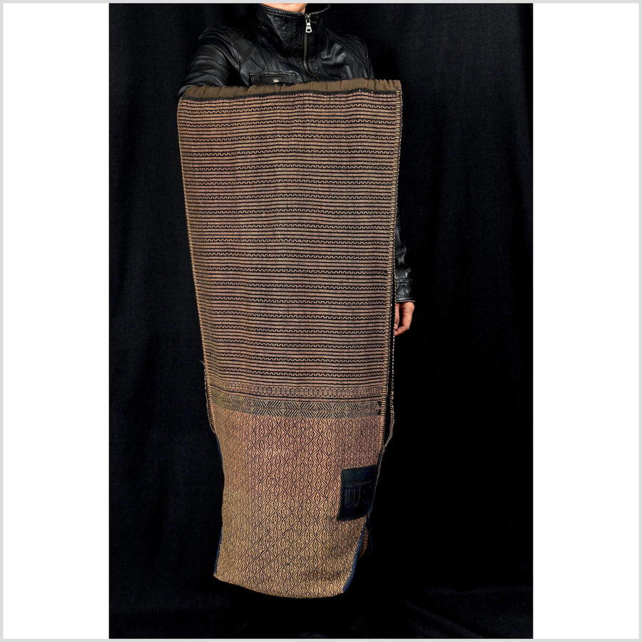 Handwoven tribal cotton shoulder bag, ethnic crossbody tote, handsewn Kachin tribe purse, minority textile Ghost Home 1